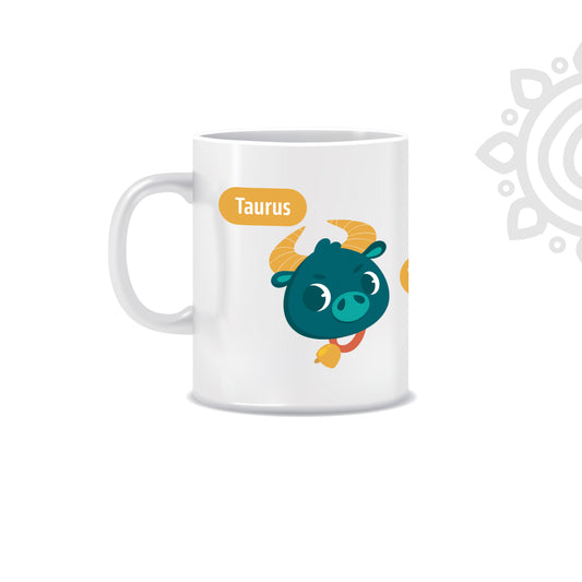 White Ceramic Coffee Mug | Zodiac Sign | Taurus | 325 ML | Pack of 1