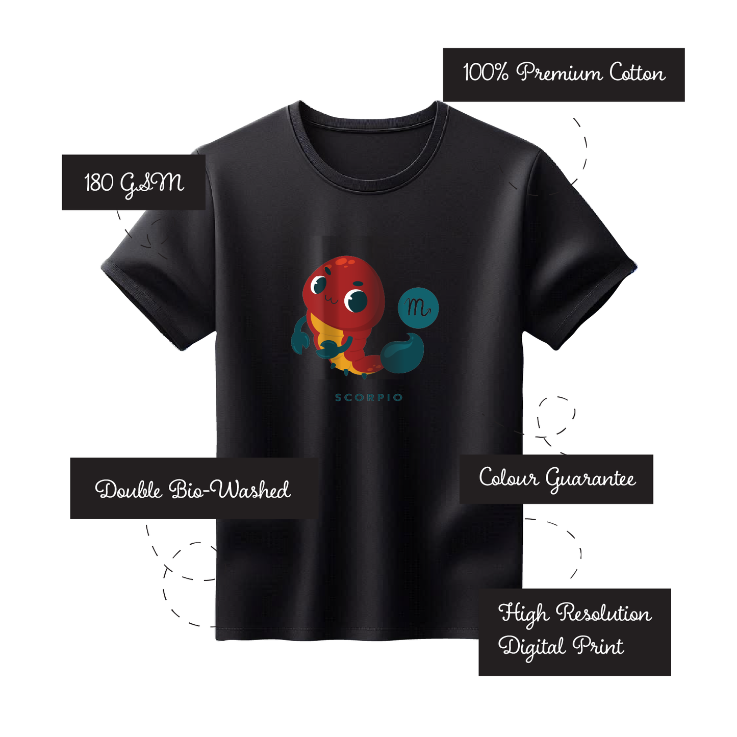 Zodiac Sign - Scorpio - Printed 100% Cotton T-Shirt - Unisex