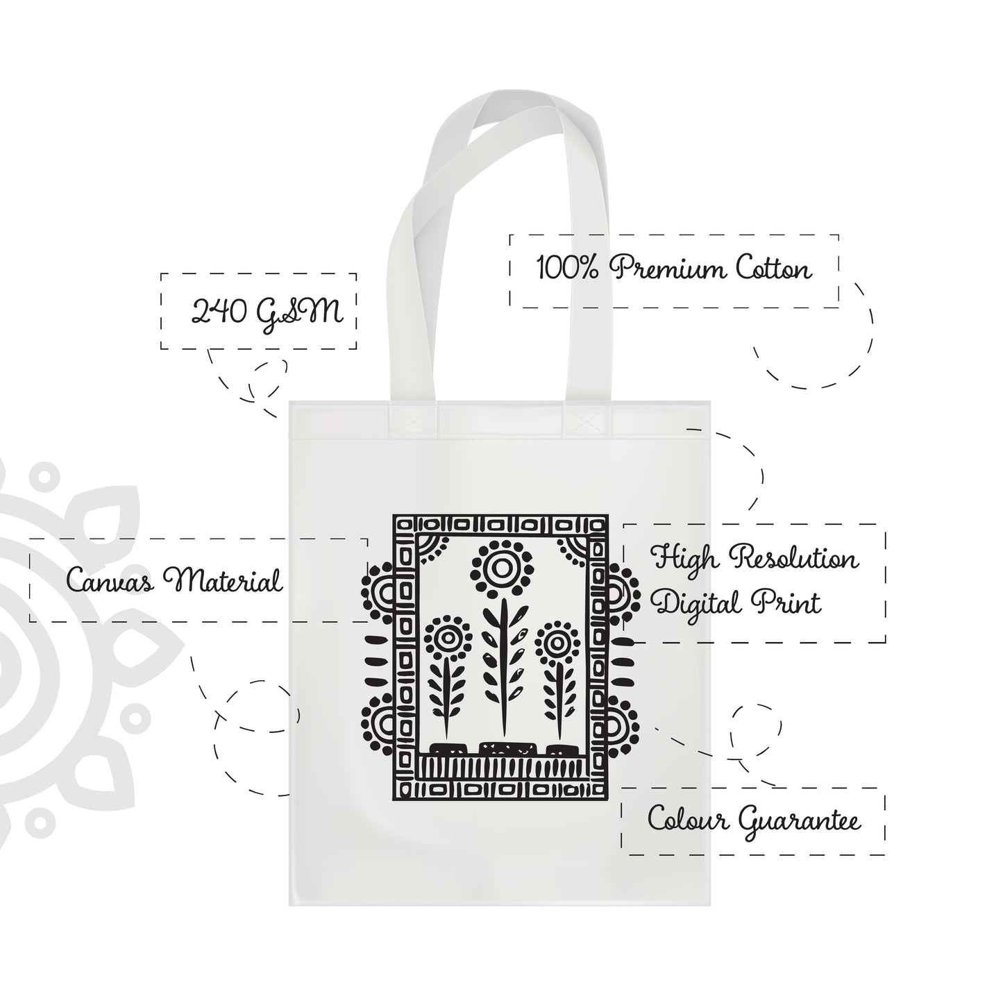 Cotton Canvas Tote Bag - 14"X16" - Style #12