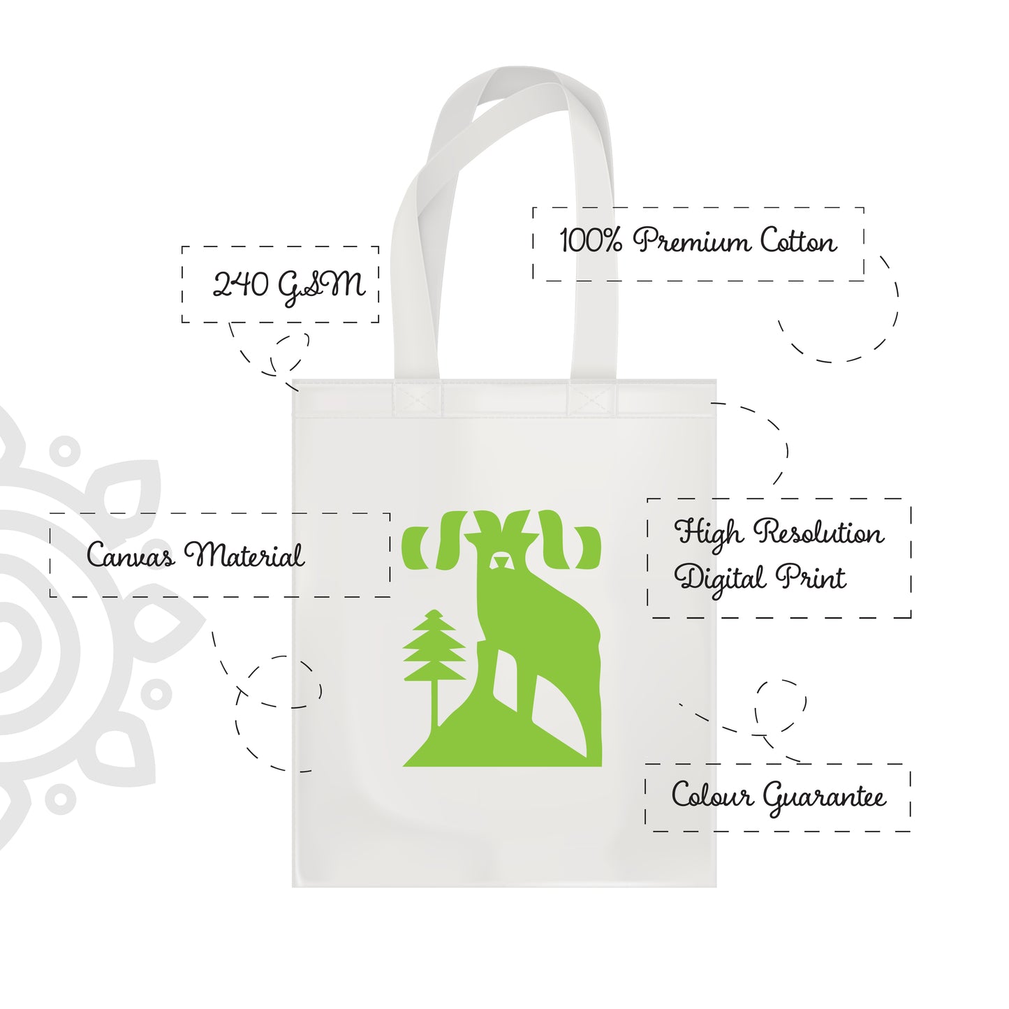 Cotton Canvas Tote Bag - 14"X16" - Style #18
