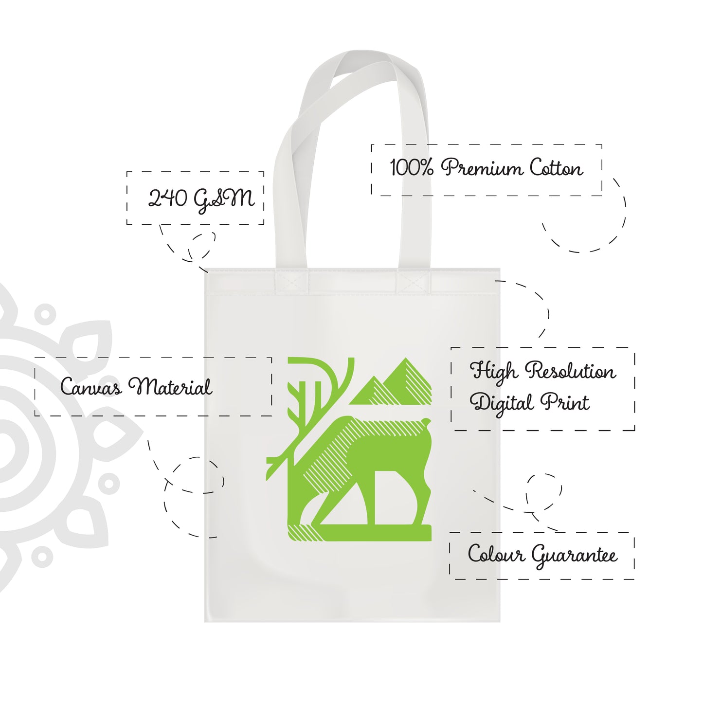 Cotton Canvas Tote Bag - 14"X16" - Style #19