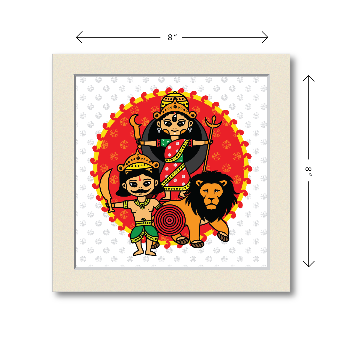 Combo Deal | Set of 3 | Durga - Framed Art, Coffee Mug & Mens Printed 100% Cotton T-Shirt