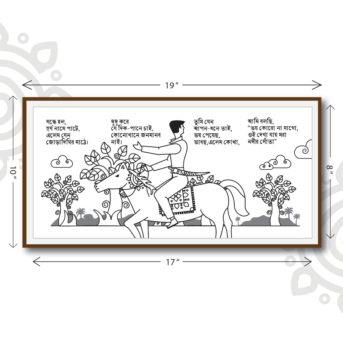 Pre-booking | Birpurush | 17 X 8 Inch | Set of 8 framed wall art for Home & Office Decoration