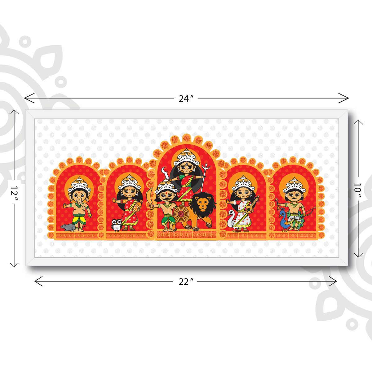 Pre-booking | Durga Poribar | Style #10 | 22 X 10 Inch | Framed wall art for Home & Office Decoration