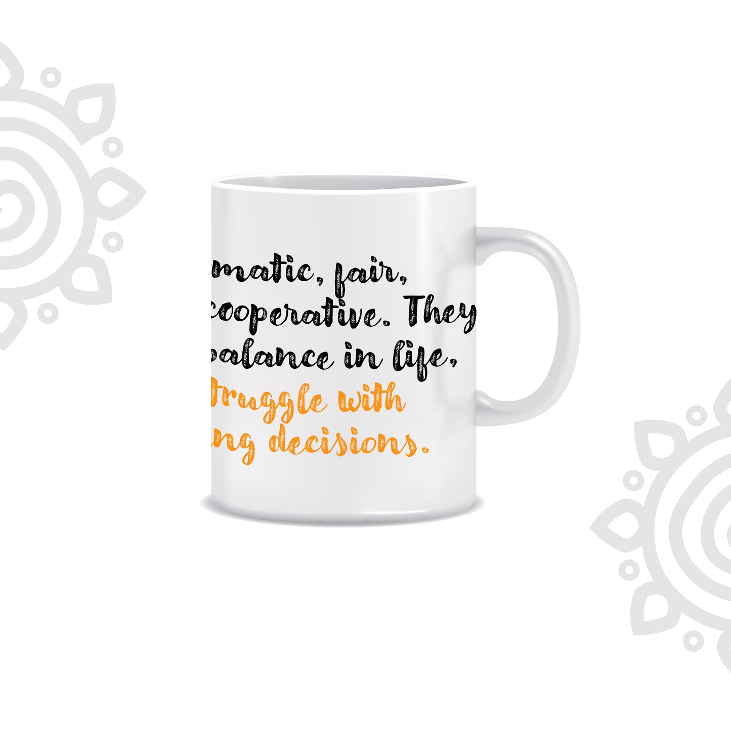 White Ceramic Coffee Mug | Zodiac Sign | Libra | 325 ML | Pack of 1