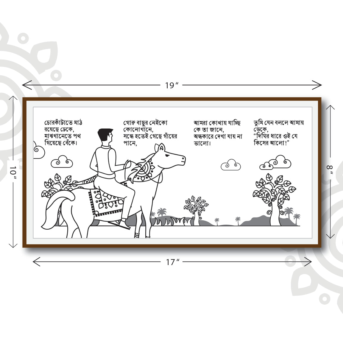 Pre-booking | Birpurush | 17 X 8 Inch | Set of 8 framed wall art for Home & Office Decoration