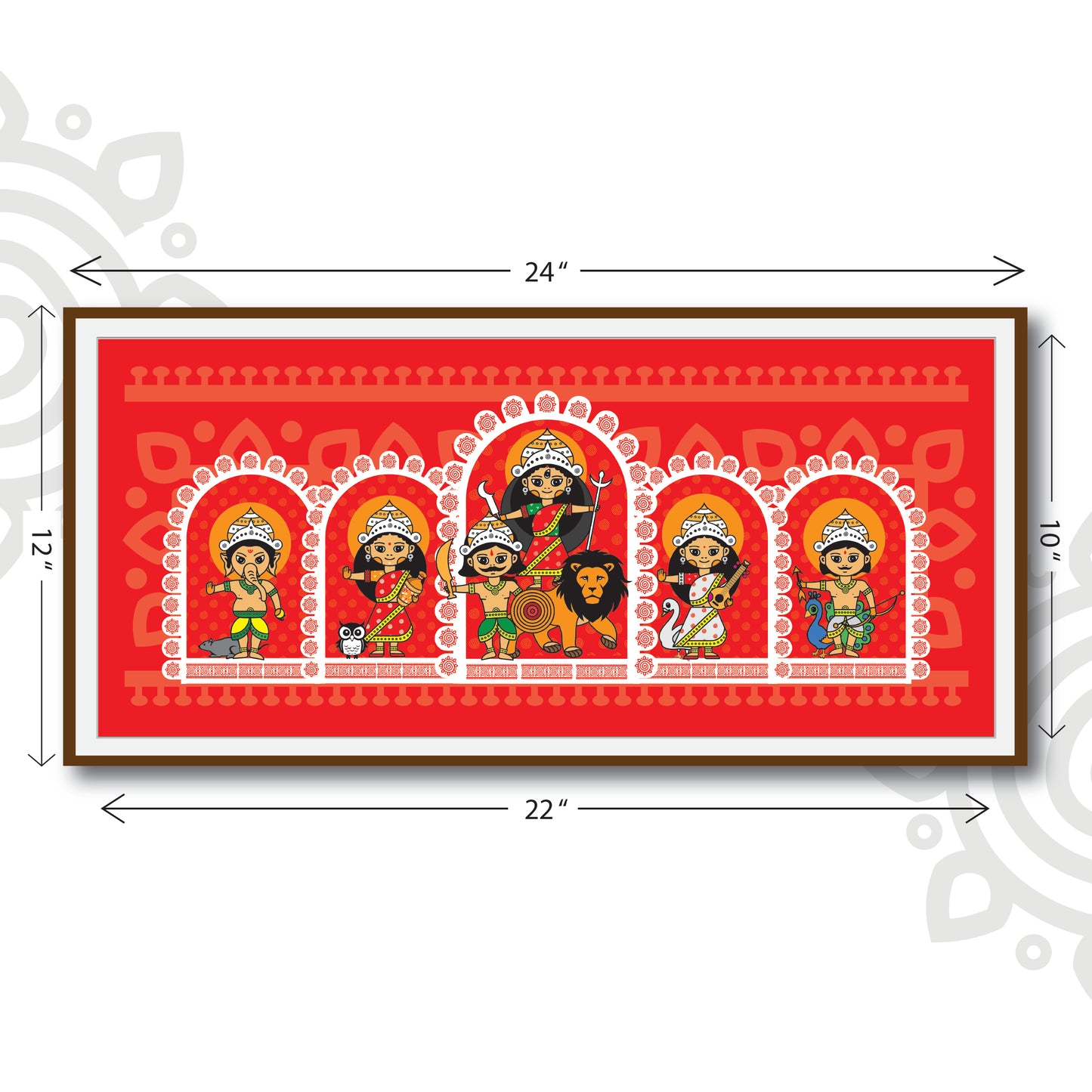 Pre-booking | Durga Poribar | 22 X 10 Inch | Framed wall art for Home & Office Decoration