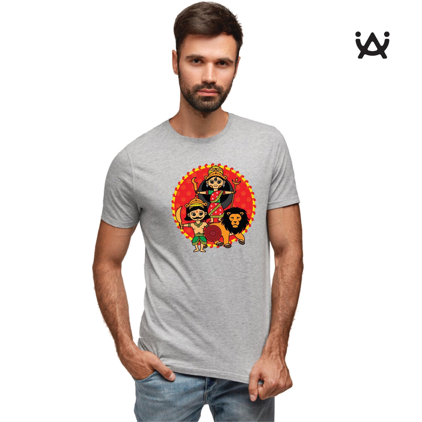 Combo Deal | Set of 3 | Durga - Framed Art, Coffee Mug & Mens Printed 100% Cotton T-Shirt