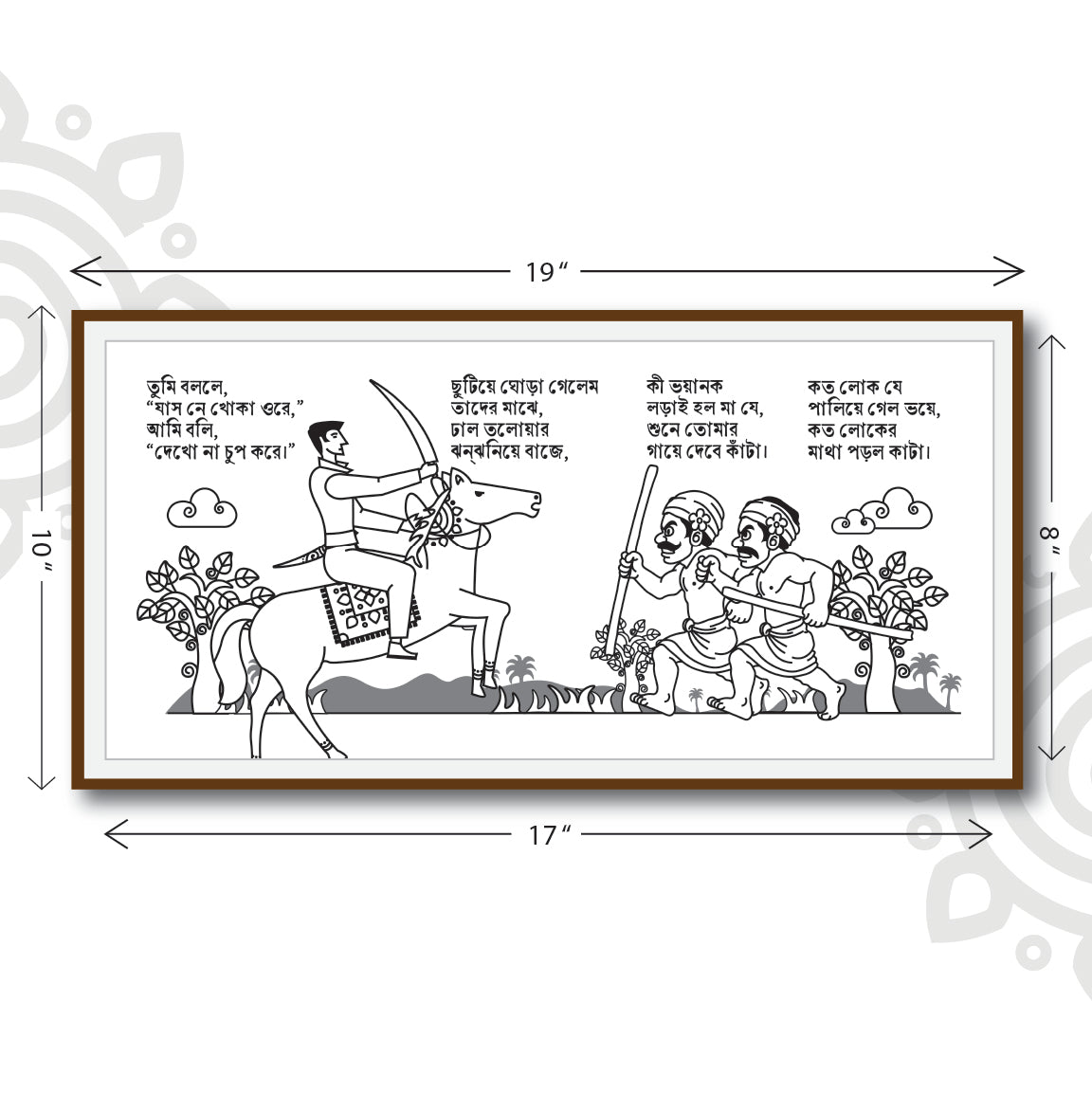 Pre-booking | Birpurush | 17 X 8 Inch | Set of 8 framed wall art for Home & Office Decoration