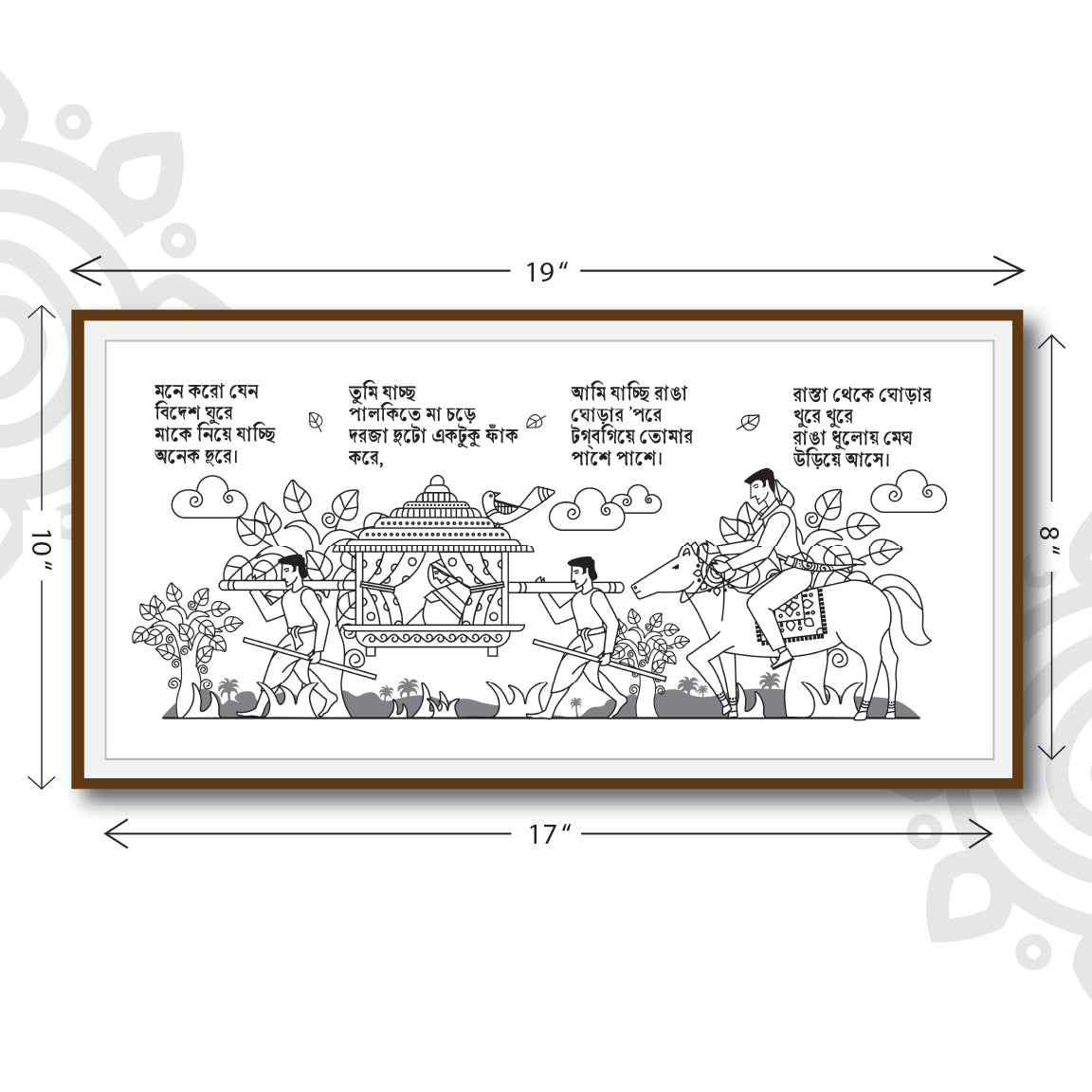 Pre-booking | Birpurush | 17 X 8 Inch | Set of 8 framed wall art for Home & Office Decoration