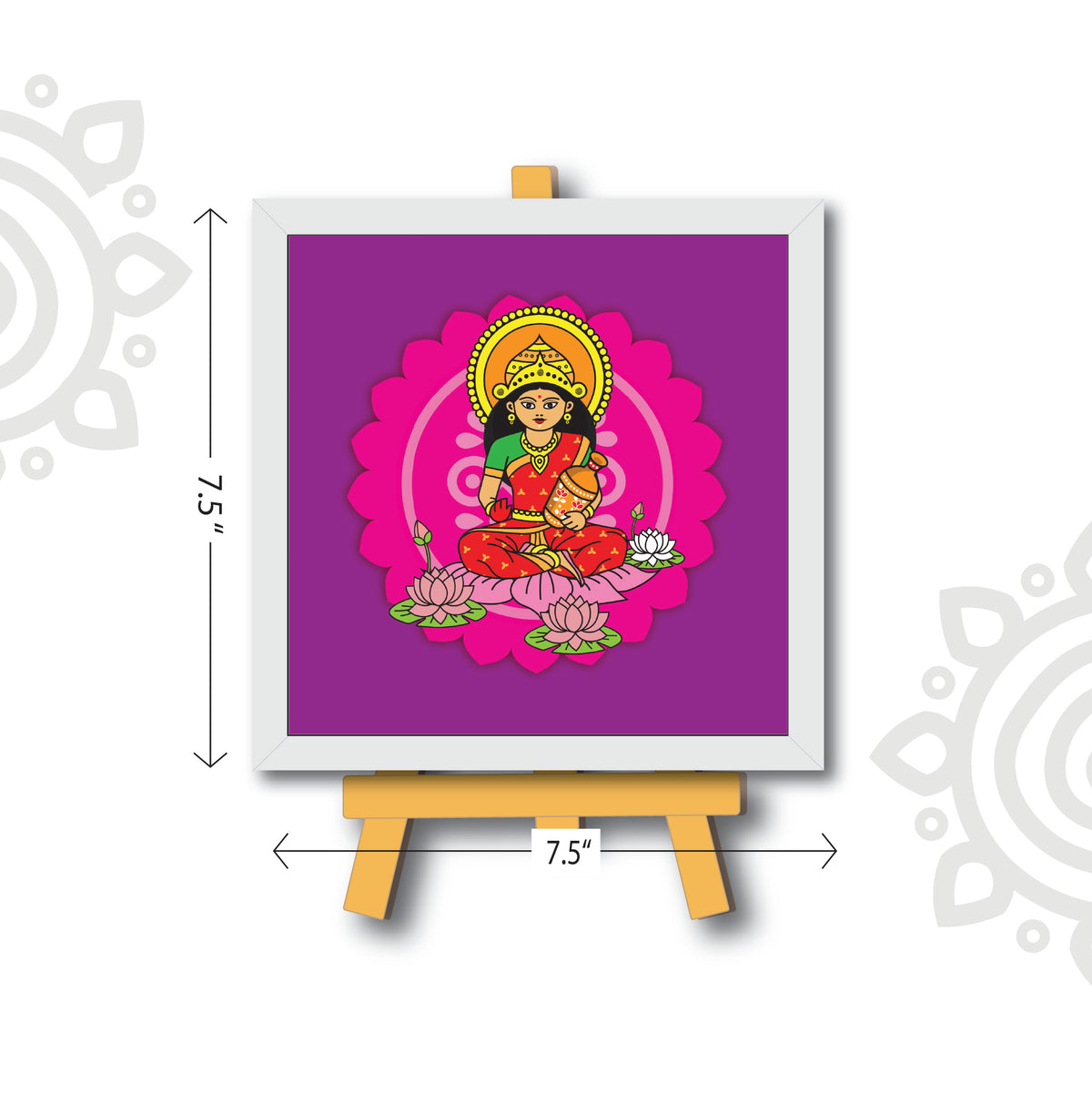 Deepawali Collection | 6X6 Inch | Style #3 | Colorful Framed Wall Art with Stand