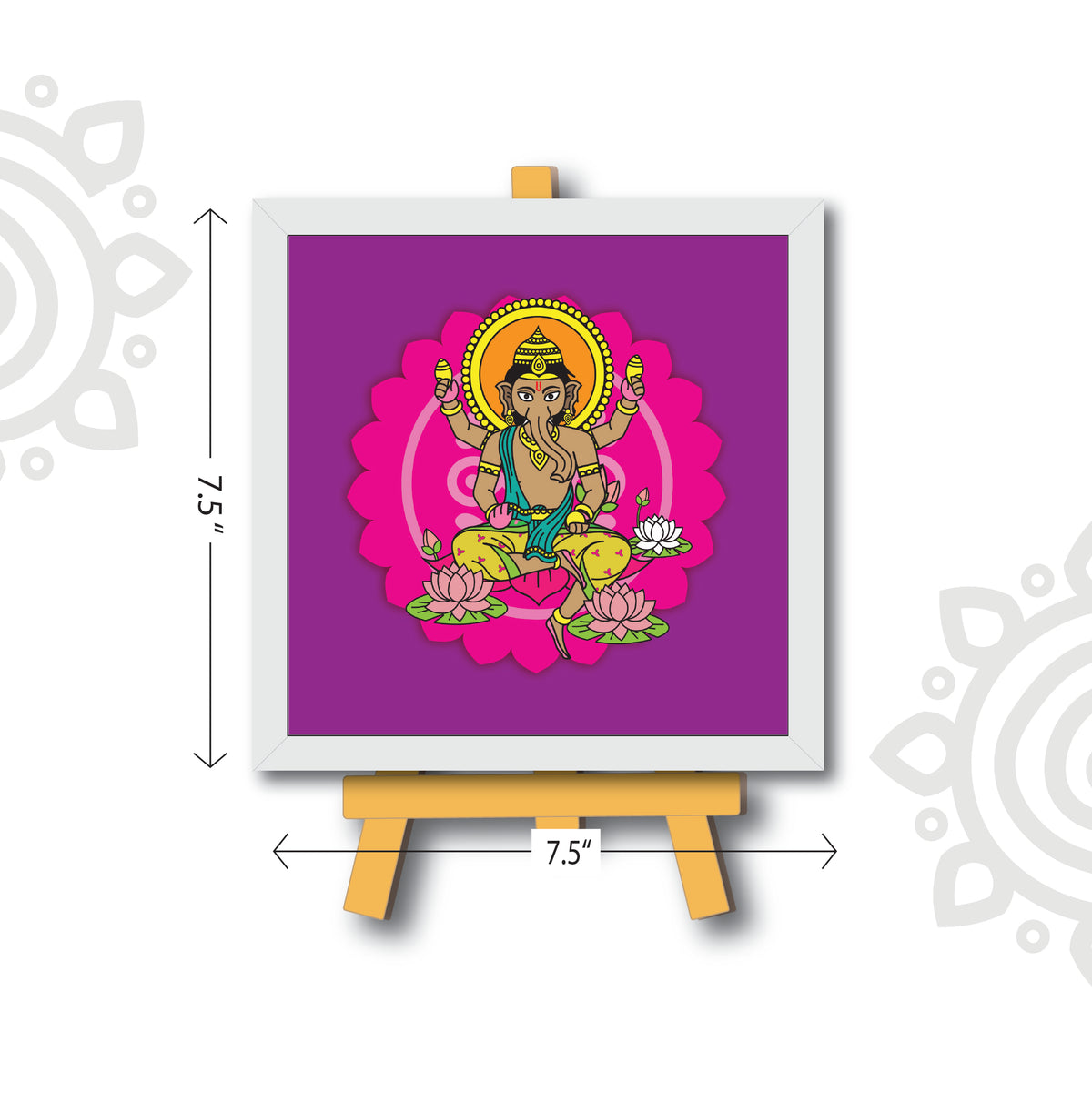 Deepawali Collection | 6X6 Inch | Style #4 | Colorful Framed Wall Art with Stand