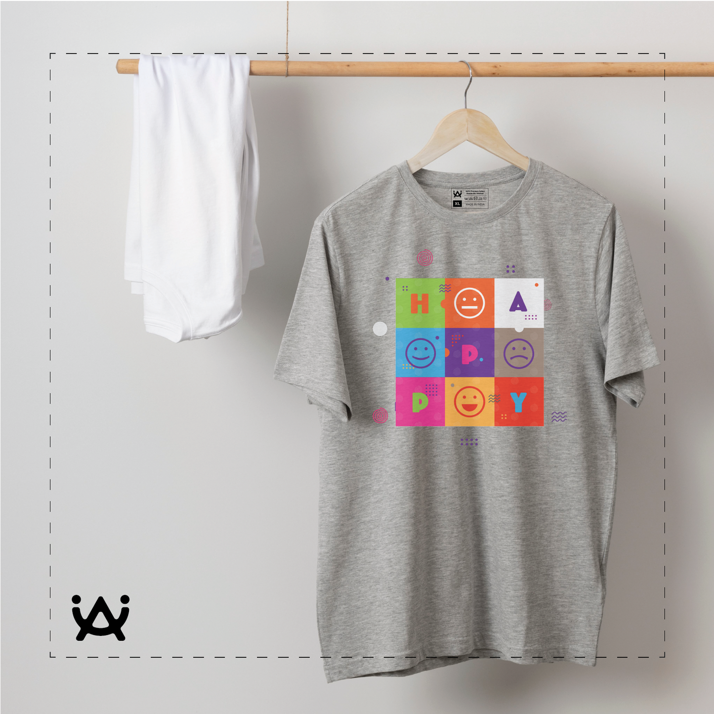 Mens Printed 100% Cotton T-Shirt - Happiness