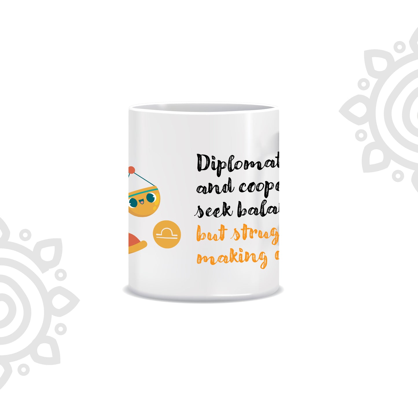 White Ceramic Coffee Mug | Zodiac Sign | Libra | 325 ML | Pack of 1