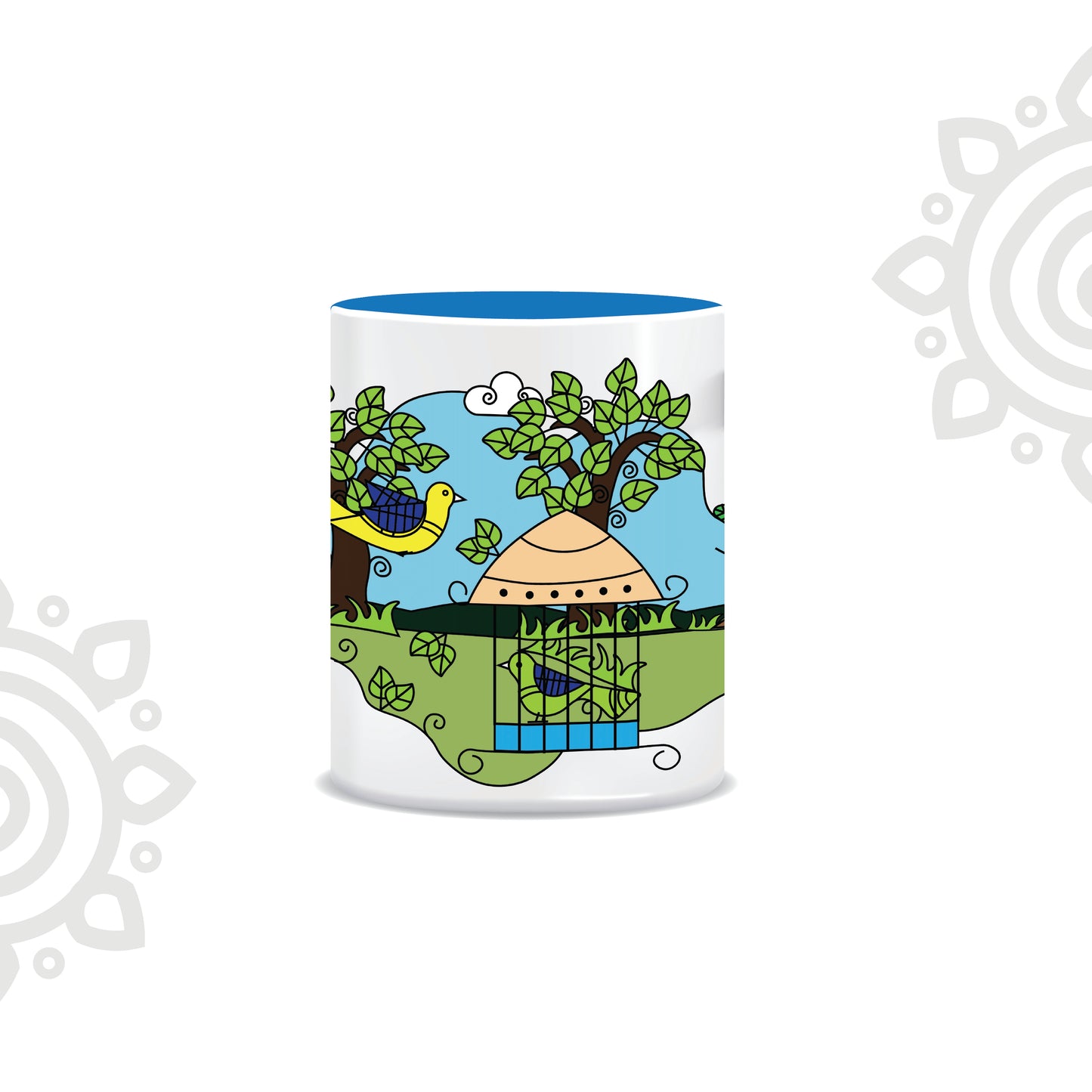 Combo Deal | Khanchar Pakhi | Style #3 | Set of 2 - Framed Art with stand & Coffee Mug