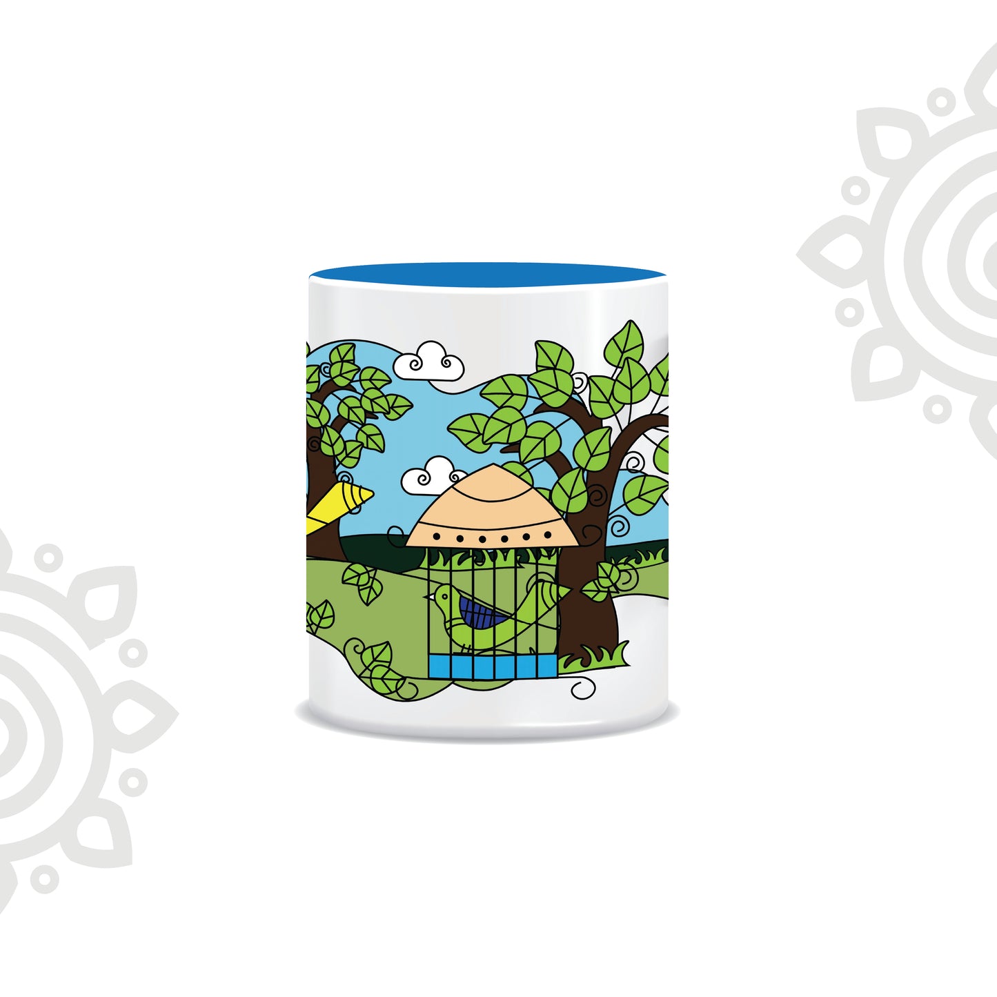 Combo Deal | Khanchar Pakhi | Style #4 | Set of 2 - Framed Art with stand & Coffee Mug