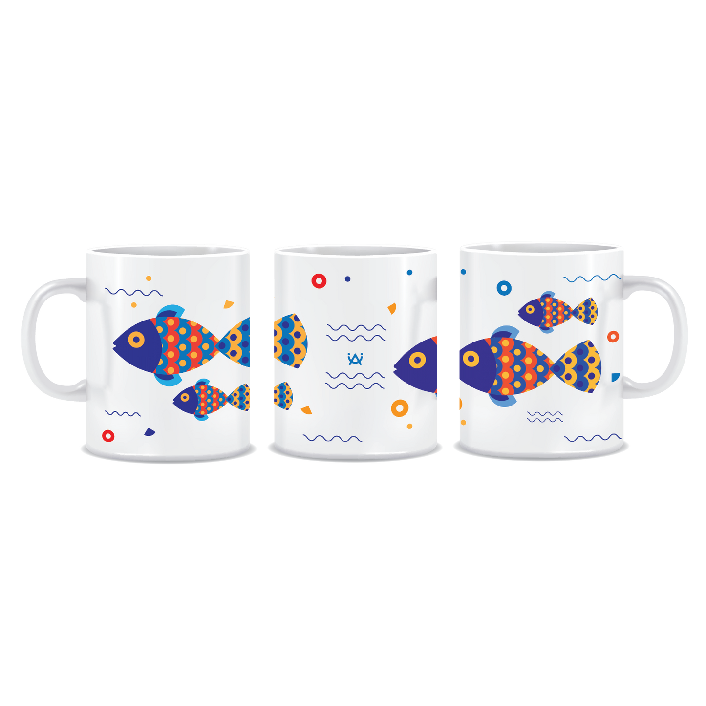 Fish Family | Digital Art | White Ceramic Coffee Mug | Printed | 325 ML | Pack of 1