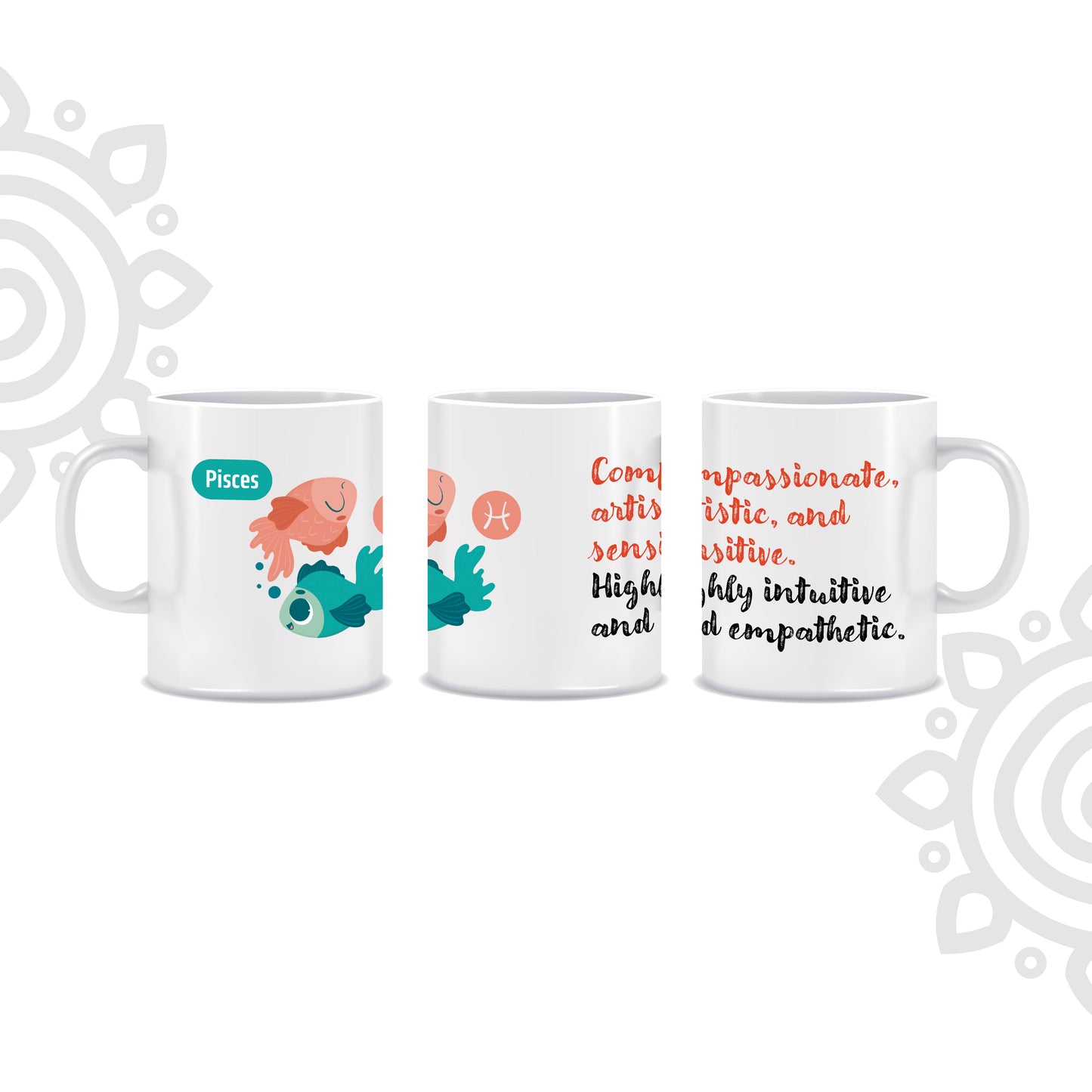 White Ceramic Coffee Mug | Zodiac Sign | Pisces | 325 ML | Pack of 1