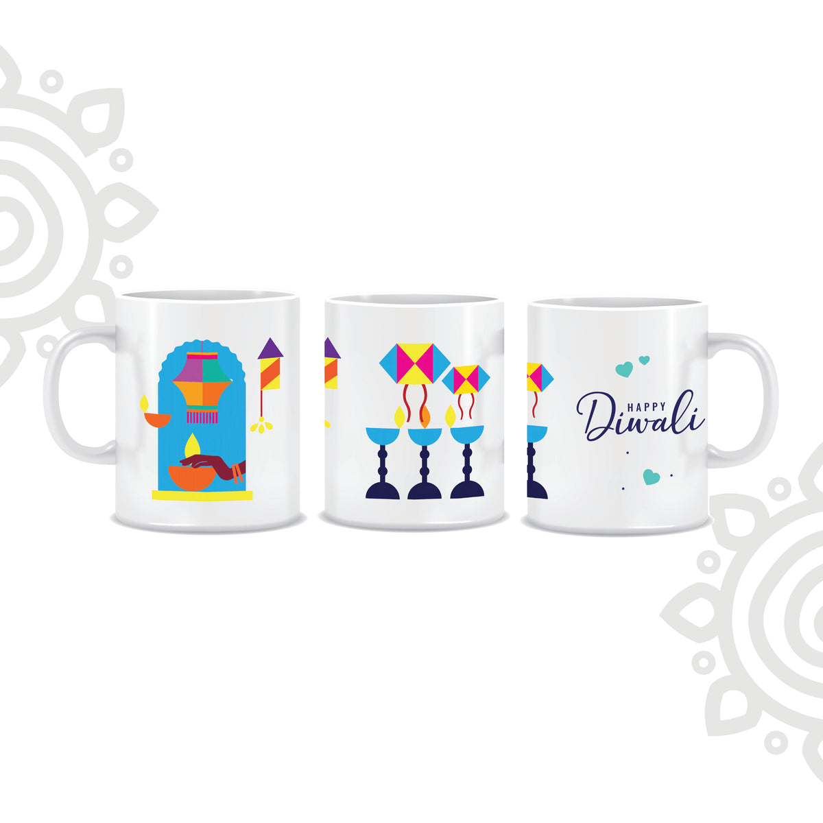 Deepawali Collection | Colorful Ceramic Coffee Mug | Style #3