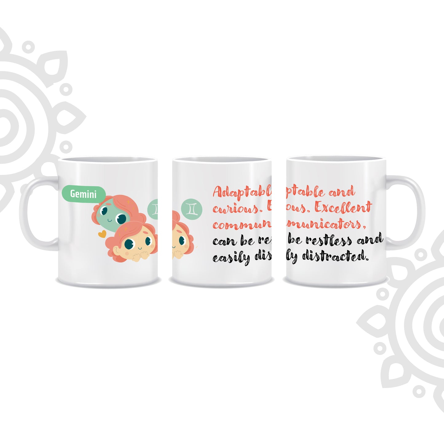 White Ceramic Coffee Mug | Zodiac Sign | Gemini | 325 ML | Pack of 1