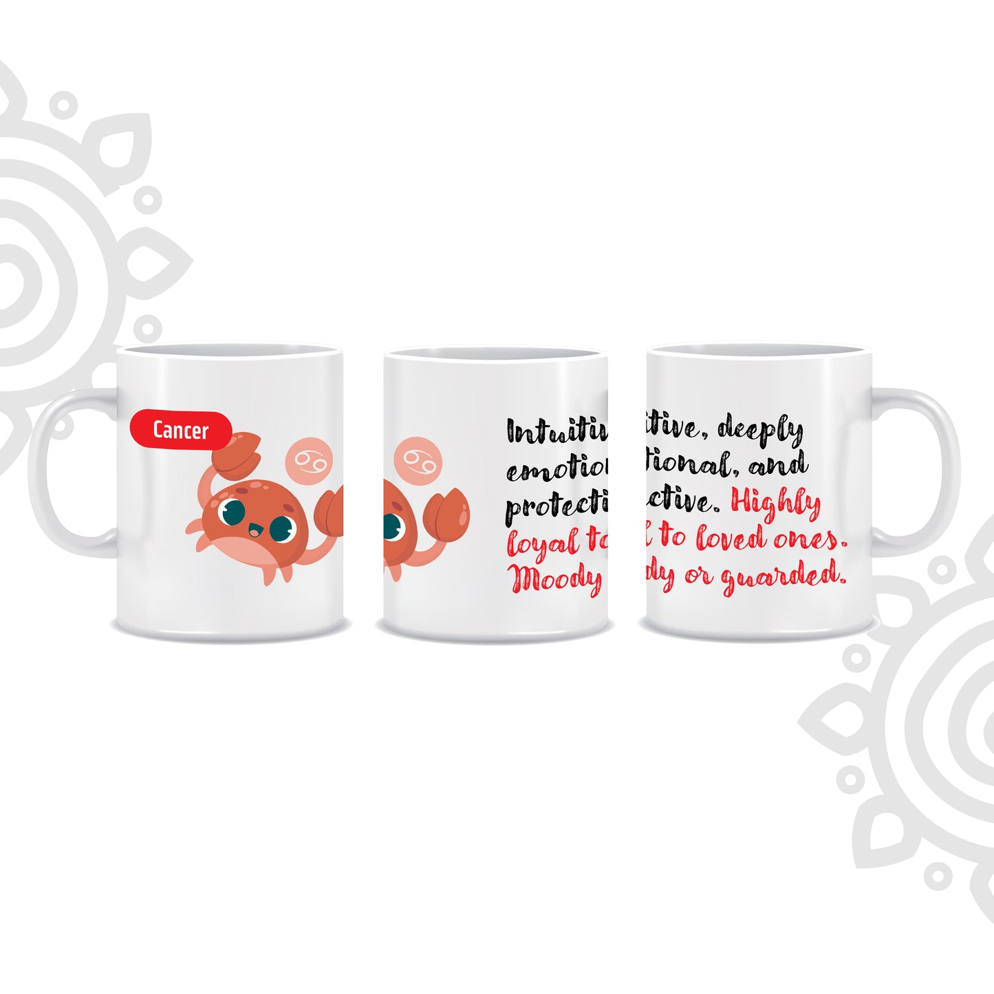 White Ceramic Coffee Mug | Zodiac Sign | Cancer | 325 ML | Pack of 1