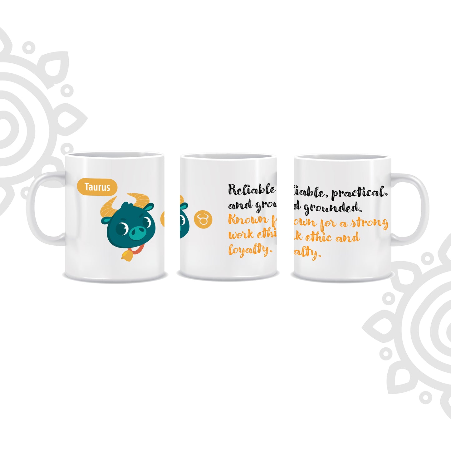 White Ceramic Coffee Mug | Zodiac Sign | Taurus | 325 ML | Pack of 1