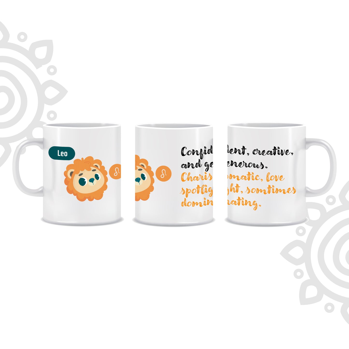 White Ceramic Coffee Mug | Zodiac Sign | Leo | 325 ML | Pack of 1