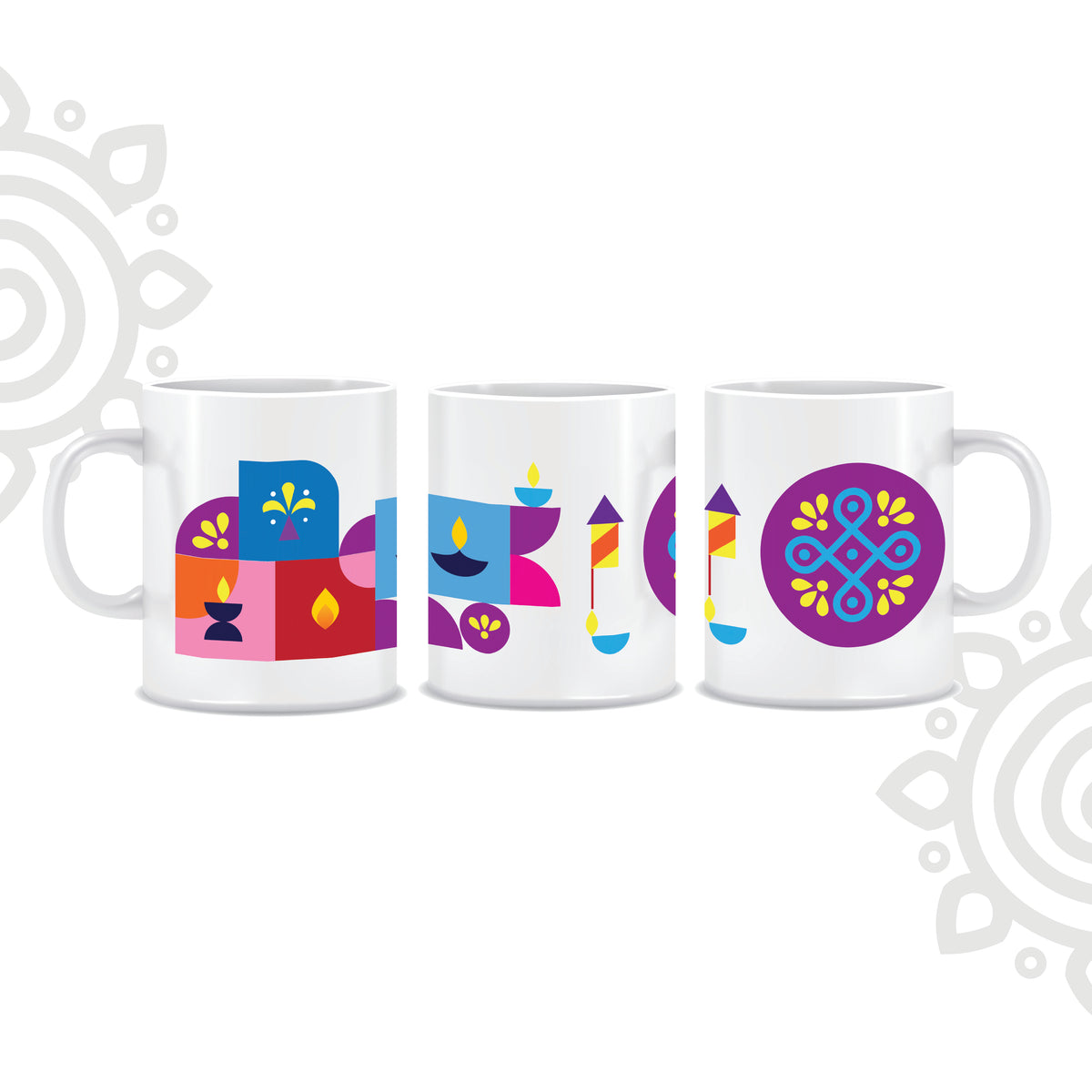 Deepawali Collection | Colorful Ceramic Coffee Mug | Style #7