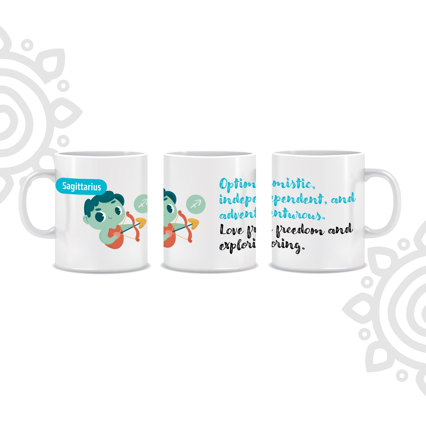 White Ceramic Coffee Mug | Zodiac Sign | Sagittarius | 325 ML | Pack of 1