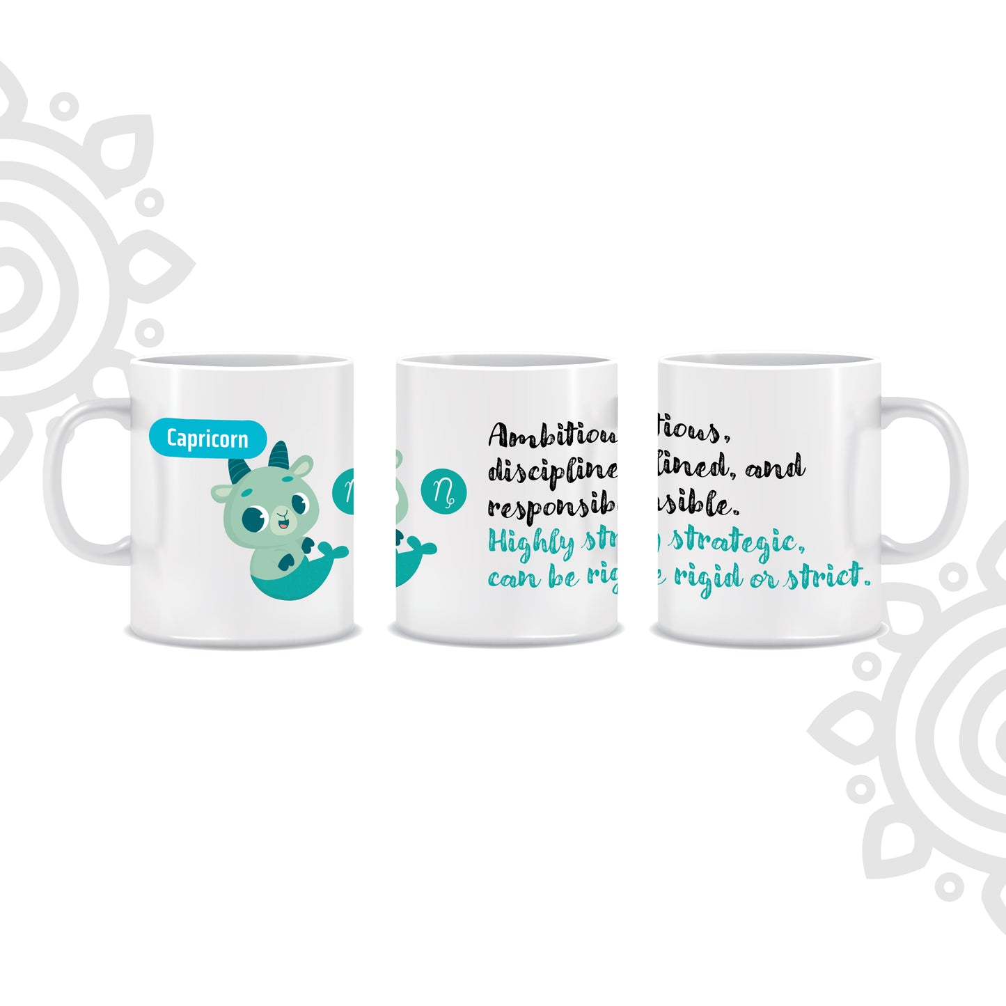 White Ceramic Coffee Mug | Zodiac Sign | Capricorn | 325 ML | Pack of 1