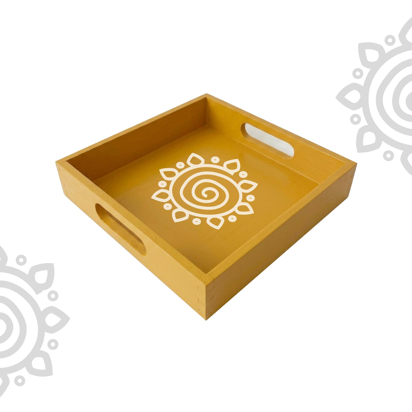 Hand Painted Multipurpose Serving Tray with Handle | 10"x10"x2" | Style #1