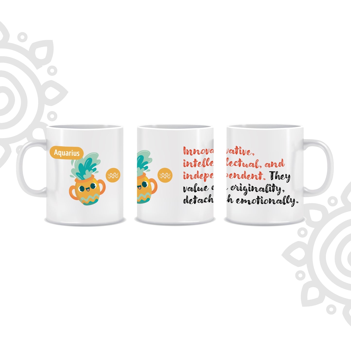 White Ceramic Coffee Mug | Zodiac Sign | Aquarius | 325 ML | Pack of 1