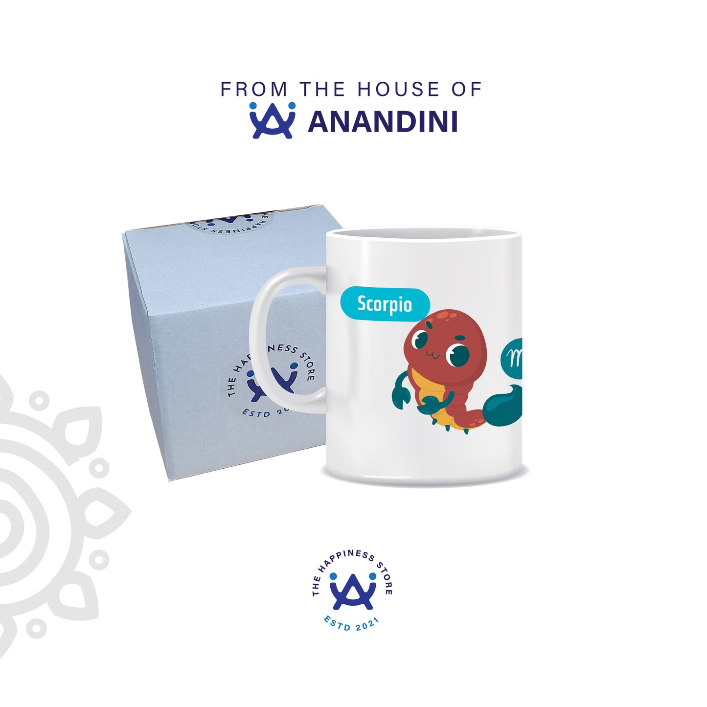White Ceramic Coffee Mug | Zodiac Sign | Scorpio | 325 ML | Pack of 1