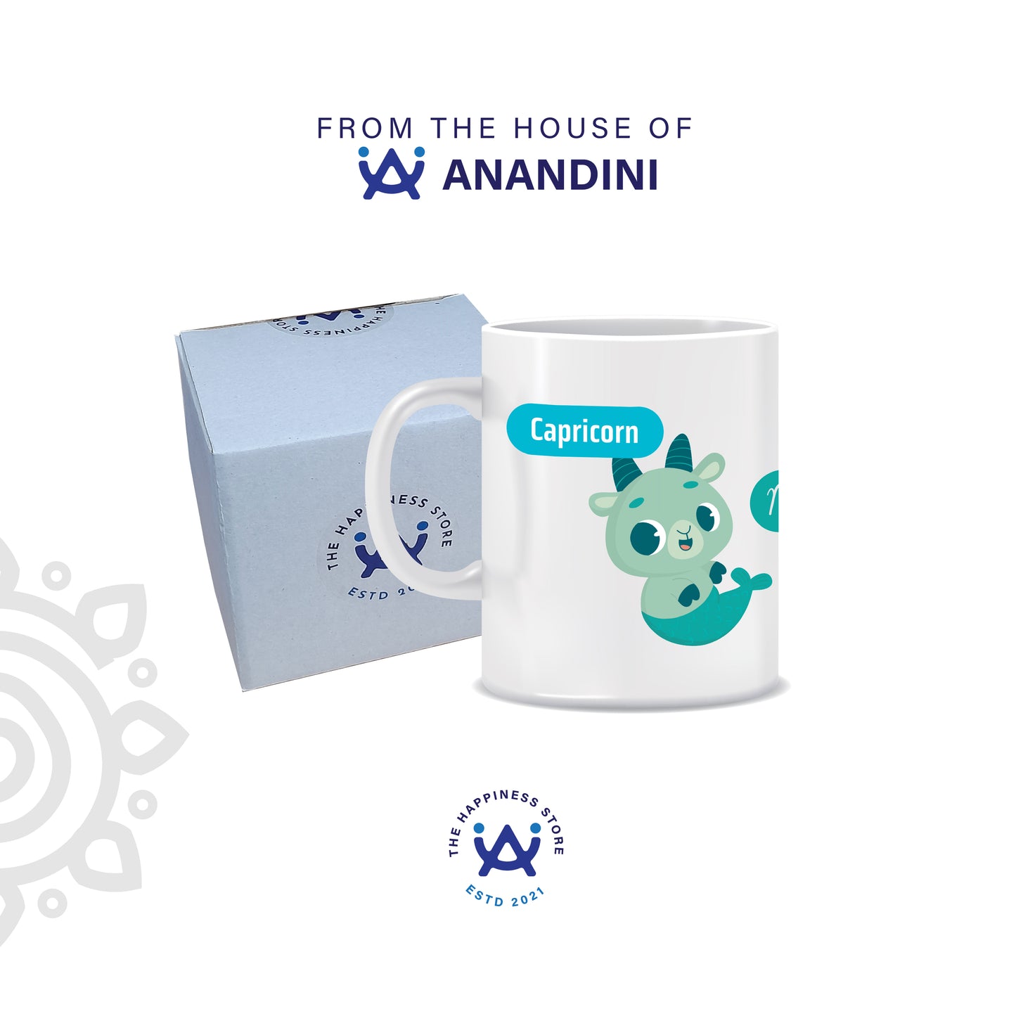 White Ceramic Coffee Mug | Zodiac Sign | Capricorn | 325 ML | Pack of 1