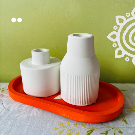 Decorative Mini Planter with Tray | Set of 2 | Style #3