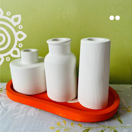 Decorative Mini Planter with Tray | Set of 3 | Style #4