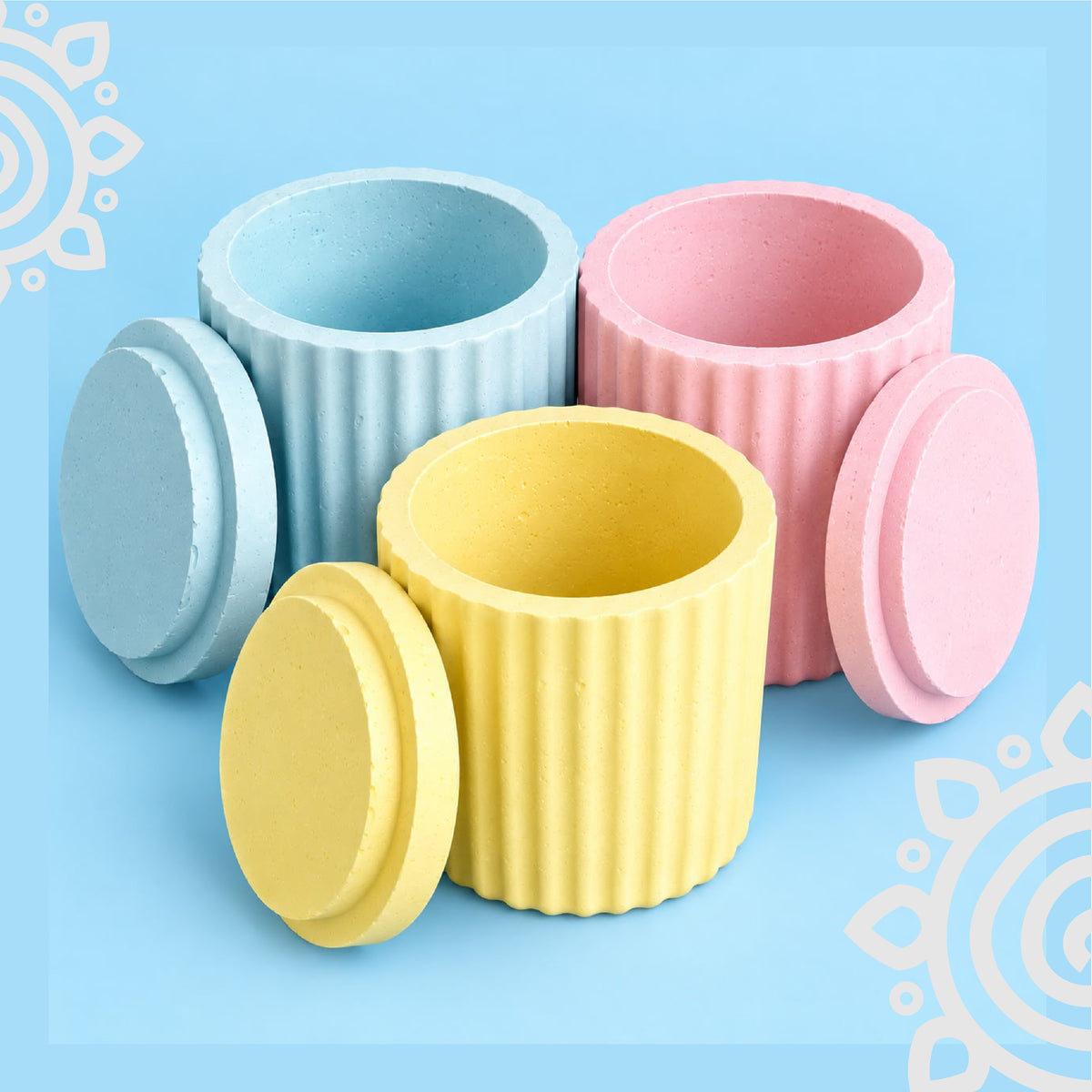 Candle Jar with Lid | Storage container | Set of 3 | Style #2
