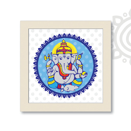 Ganapati | Ganesha | Style #2 | Wall Art for Home and Office Decoration | White | 12 Inch X 12 Inch