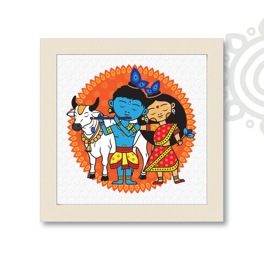 Krishna | Style #2 | Colorful Wall Art for Home and Office Decoration | 12 Inch X 12 Inch