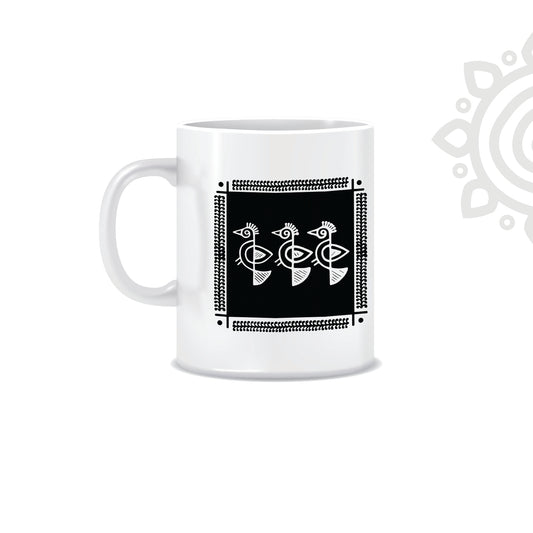 Shantiniketan | White Ceramic Coffee Mug | Style #3