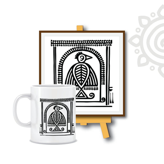 Combo Deal | Shantiniketan Style #2 | Set of 2 - Framed Art with stand & Coffee Mug