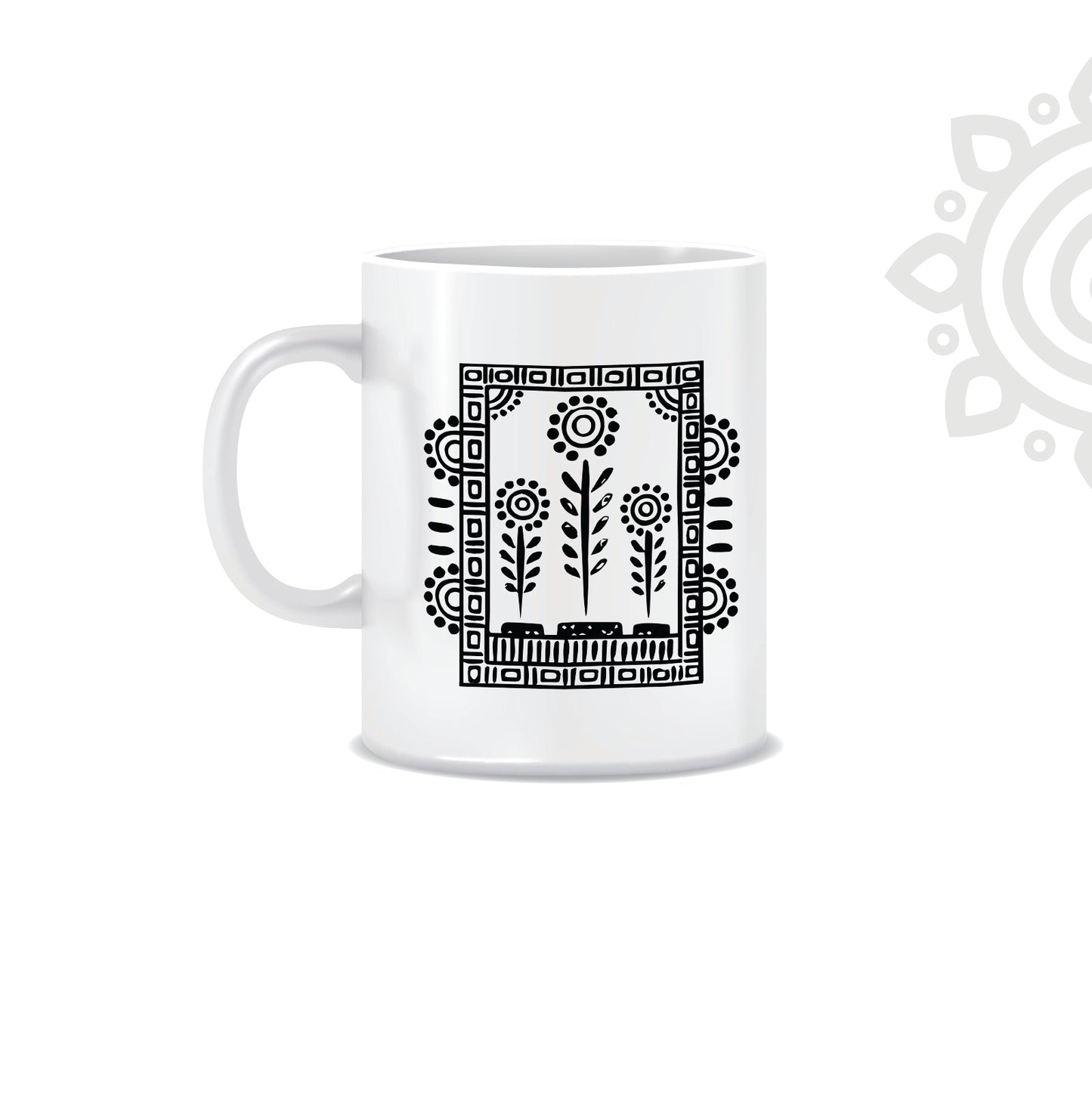 Shantiniketan | White Ceramic Coffee Mug | Style #2