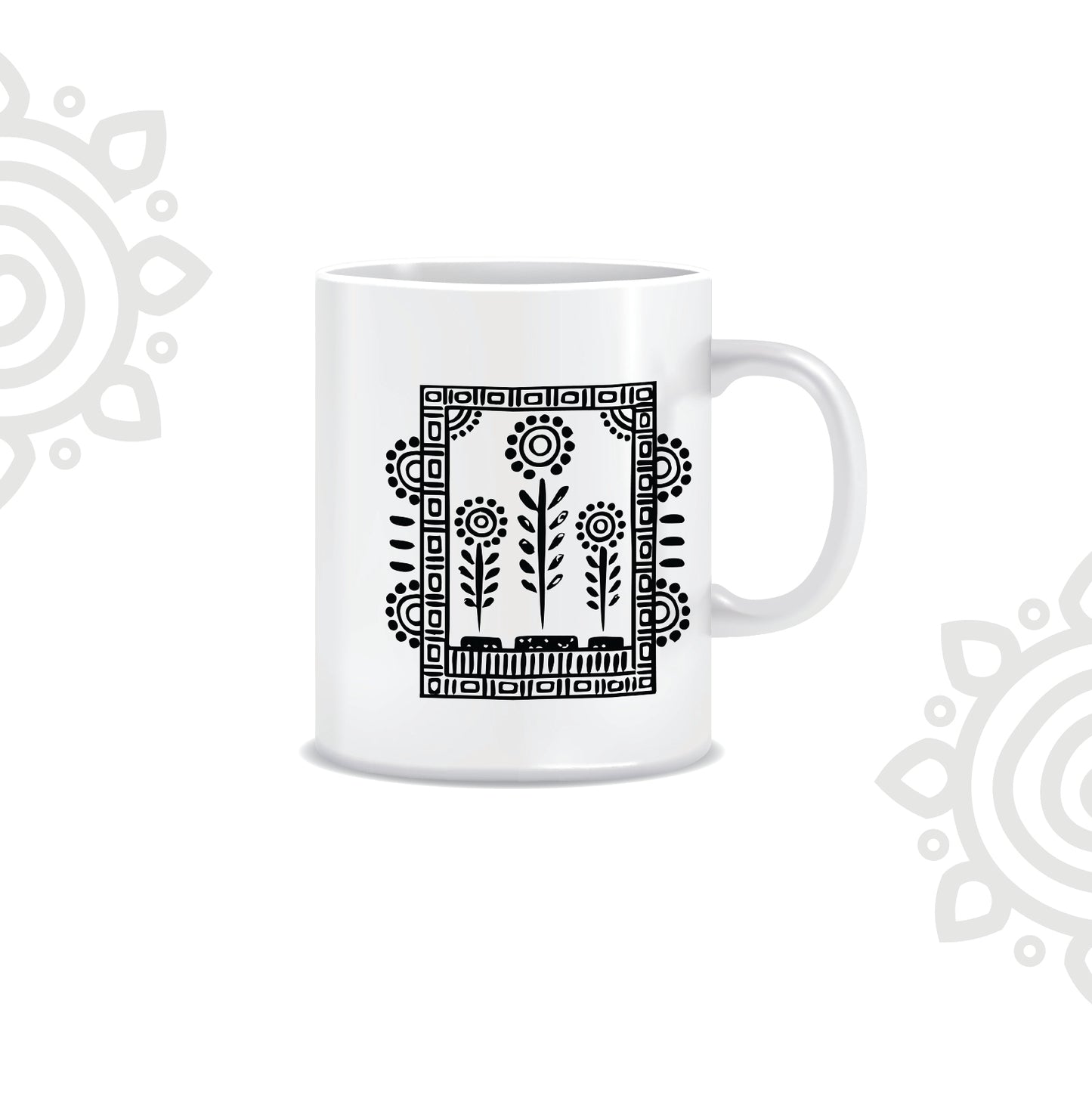 Shantiniketan | White Ceramic Coffee Mug | Style #2