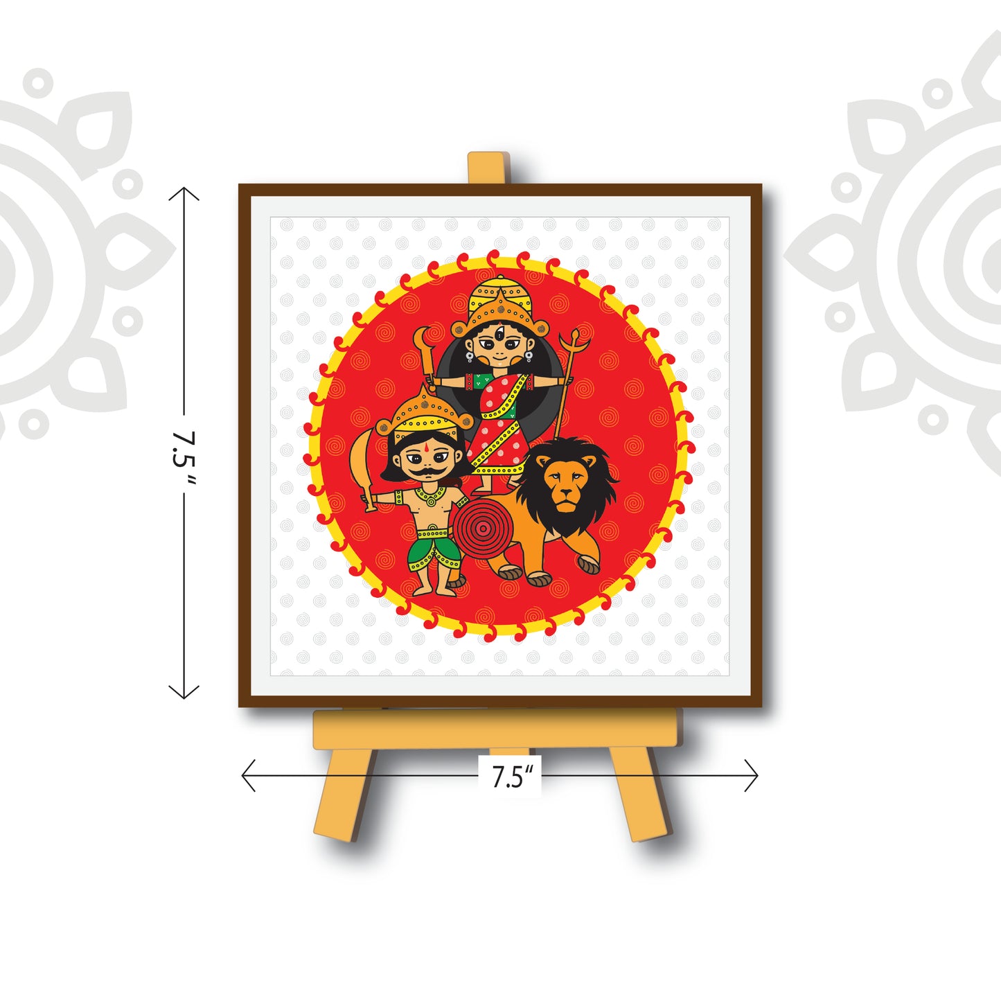 Combo Deal | Maa Durga | Set of 3 - Framed Art with stand, Printed Coffee Mug & Designer SS Bottle