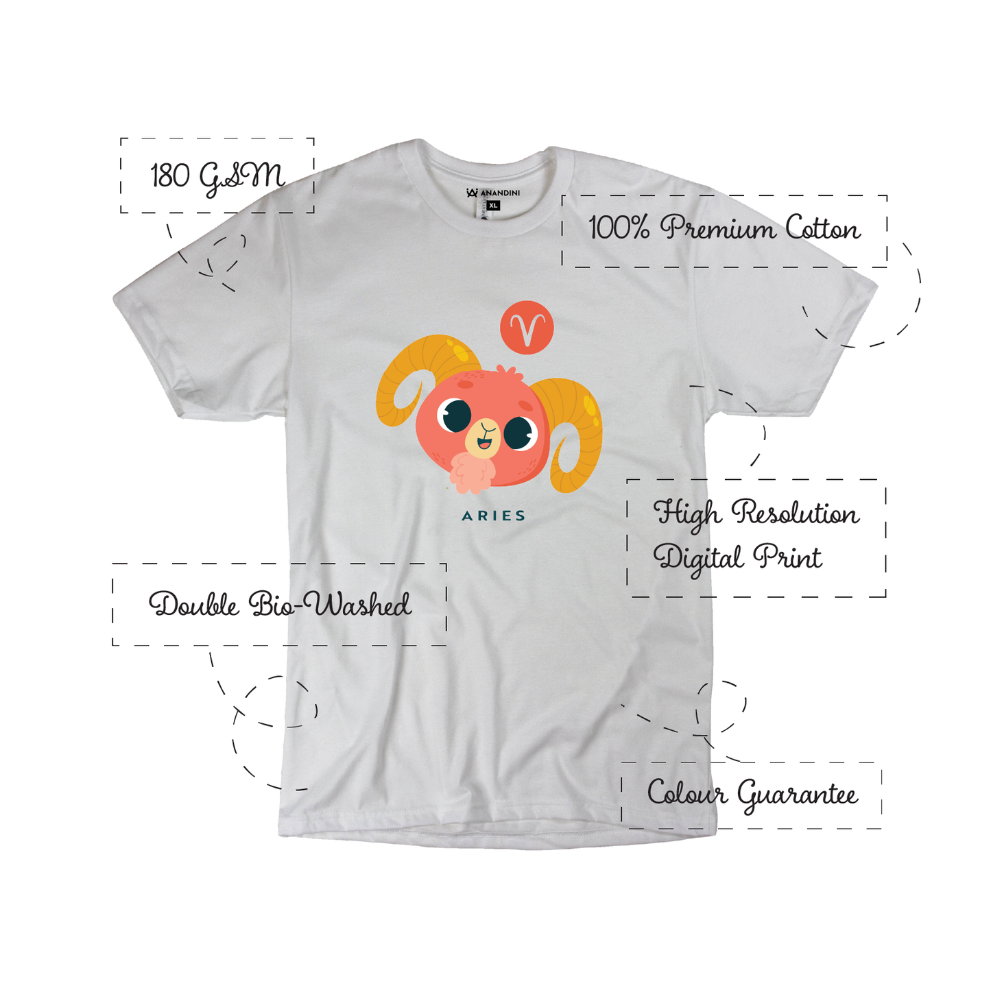 Zodiac Sign - Aries - Printed 100% Cotton T-Shirt - Unisex