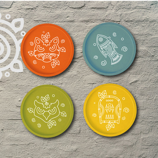 Pre-Booking | Pohela Boishakh | Set of 4 | Colorful Wall Hanging Plate for Home and Office Decoration
